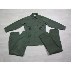 1960s Vintage LOT VIETNAM Sateen OG-507 US Army 30x27 Military Pants & Shirt